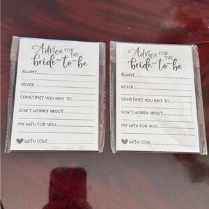 New Bride-to-Be Bridal Shower Advice Cards - White